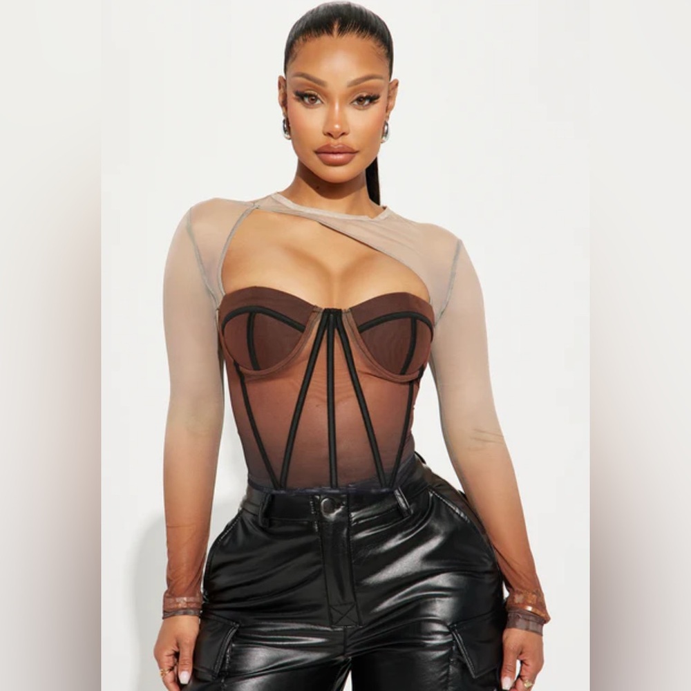 Sights On Me Mesh Top - Brown Combo